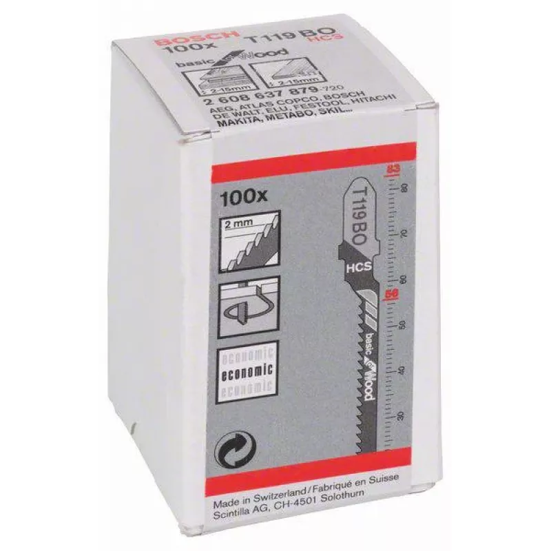 BOSCH decoupeerzaagblad T119BO voor multiplex, 100 stuks