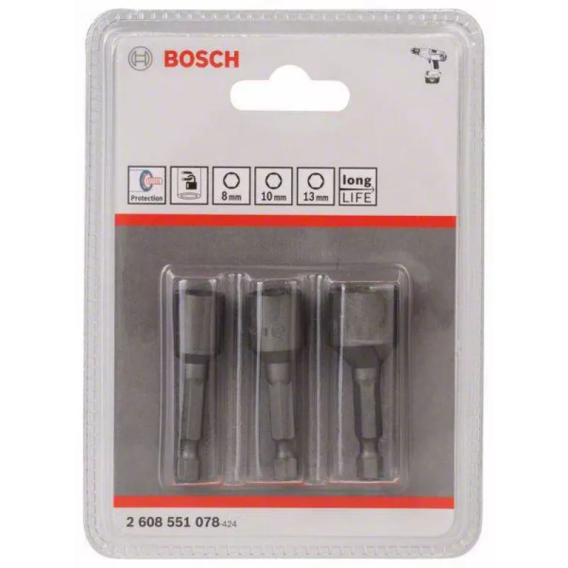 Bosch Impact Socket set 3-delig 50 mm 8 10 13 mm 2608551078
