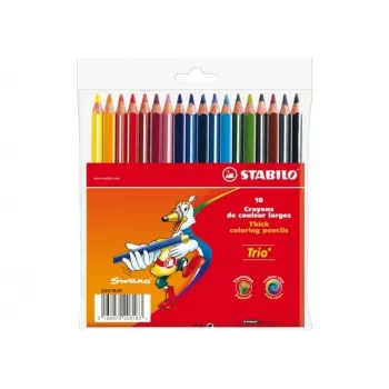 STABILO Trio Kleurpotloden, 4,2 mm, diverse kleuren, 18 stuks
