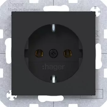 Hager WAS1100BM SCHUKO stopcontact steekklemmen nachtzwart mat