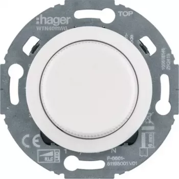 Hager WTN4011WG universele draaidimmer met middenstuk, systeem 1930/glas, wit, inbouw, R L C LED
