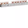 Hager KDN363J 3-polige faseverzamelrail met vorkaansluiting 10mm² 63A 10 modules