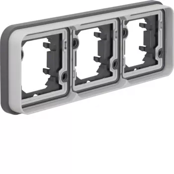 Hager W.1 WNA403 3-voudig inbouwraam horizontaal IP55 grijs