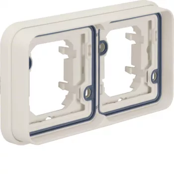 Hager WNA402B W.1 2-voudig horizontaal afdekraam, polarwit, IP55