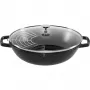 STAUB Wok 30 cm met deksel Zwart, gietijzer