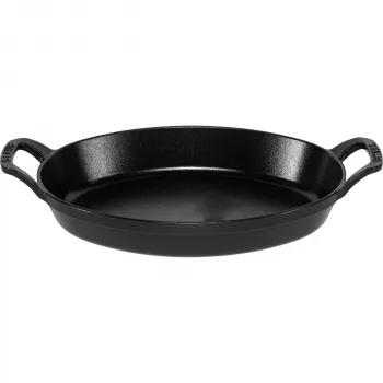 Staub Ovale Gietijzeren Pan 28 cm Zwart