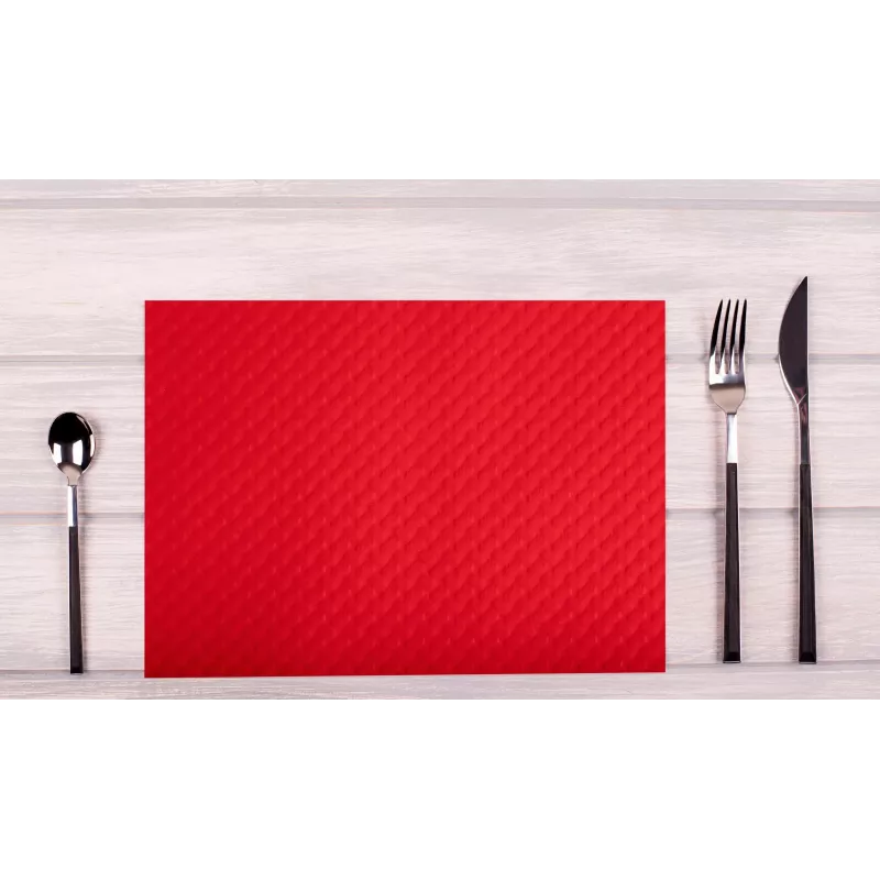 PROnappe wegwerp-tafelmat 400 x 300 mm rood geëmbosseerd licht satijnpapier 52 g/m²