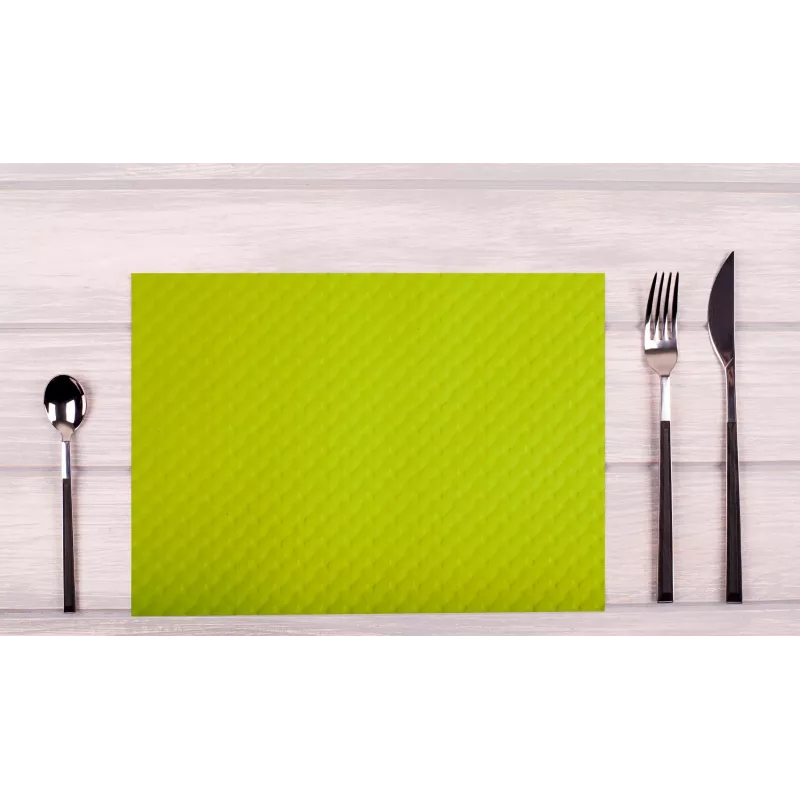 PROnappe wegwerp-tafelmat 400 x 300 mm kiwi-groen geëmbosseerd licht satijnpapier