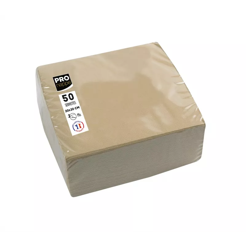 PROnappe papieren servetten beige-bruin 2-laags 20 x 20 cm 50-pack
