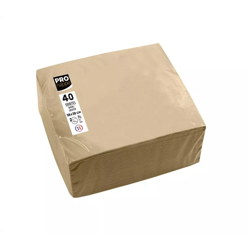 PROnappe servetten beige-bruin 2-laags 19,0 x 19,0 cm 40 stuks
