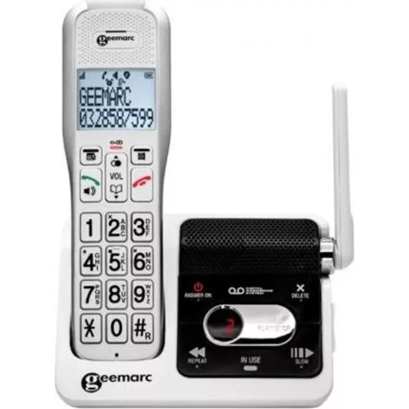 Geemarc AmpliDECT 595 ULE draadloze telefoon met antwoordapparaat, wit