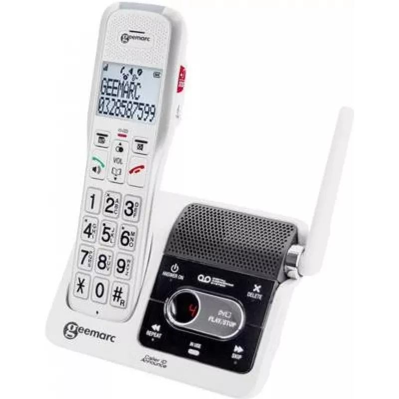 Geemarc AmpliDECT 595 ULE draadloze telefoon met antwoordapparaat, wit