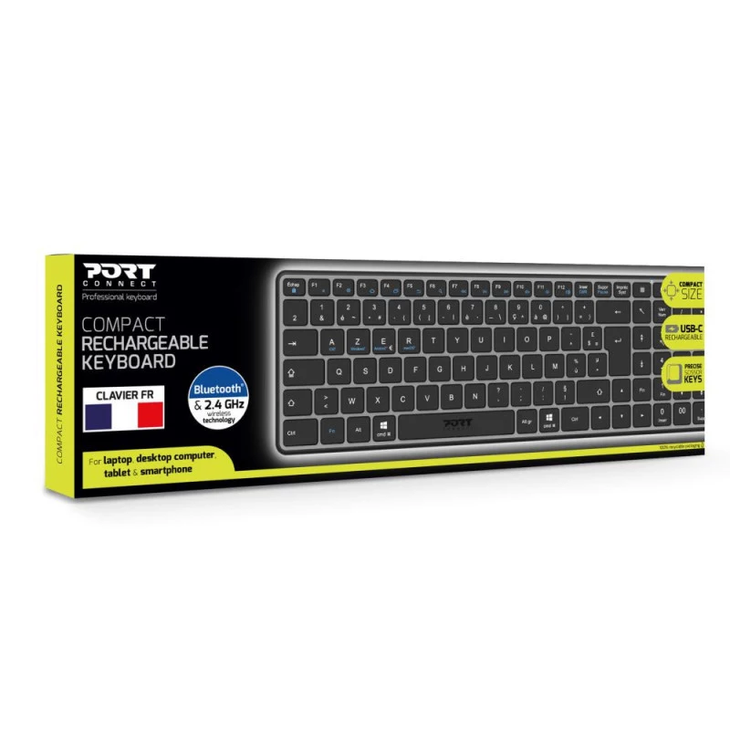 PORT Designs FR - toetsenbord Compact Pro oplaadbaar Bluetooth AZERTY zwart