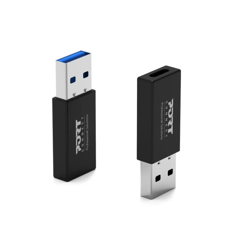 PORT Designs USB-A naar USB-C-converter - USB 2.0-adapter - zwart