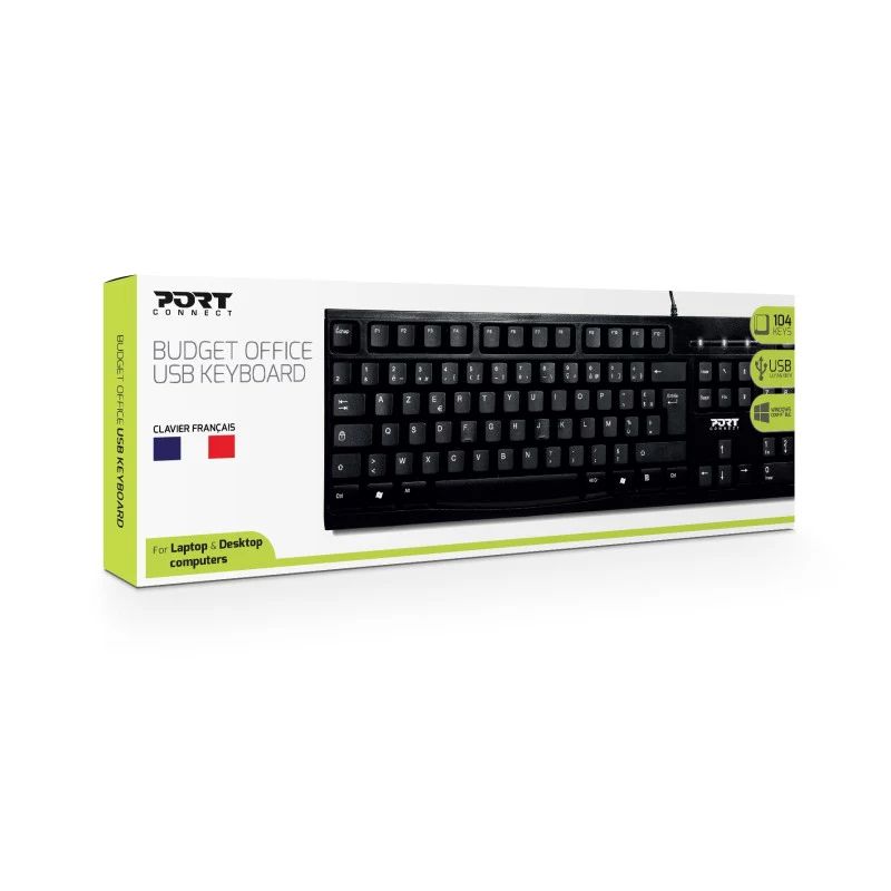 PORT Designs PORT OFFICE toetsenbord - USB - AZERTY - Franse indeling - zwart