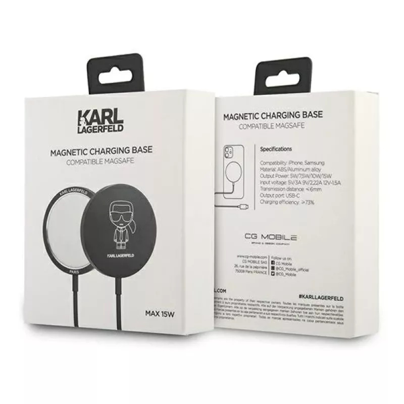 Karl Lagerfeld MagSafe-compatibele draadloze oplader 15W Zwart