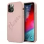 Guess GUHCP12LRSAVSRG Saffiano Vintage Script Hard Case voor Apple iPhone 12 Pro Max, Roze