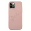 Guess GUHCP12LRSAVSRG Saffiano Vintage Script Hard Case voor Apple iPhone 12 Pro Max, Roze