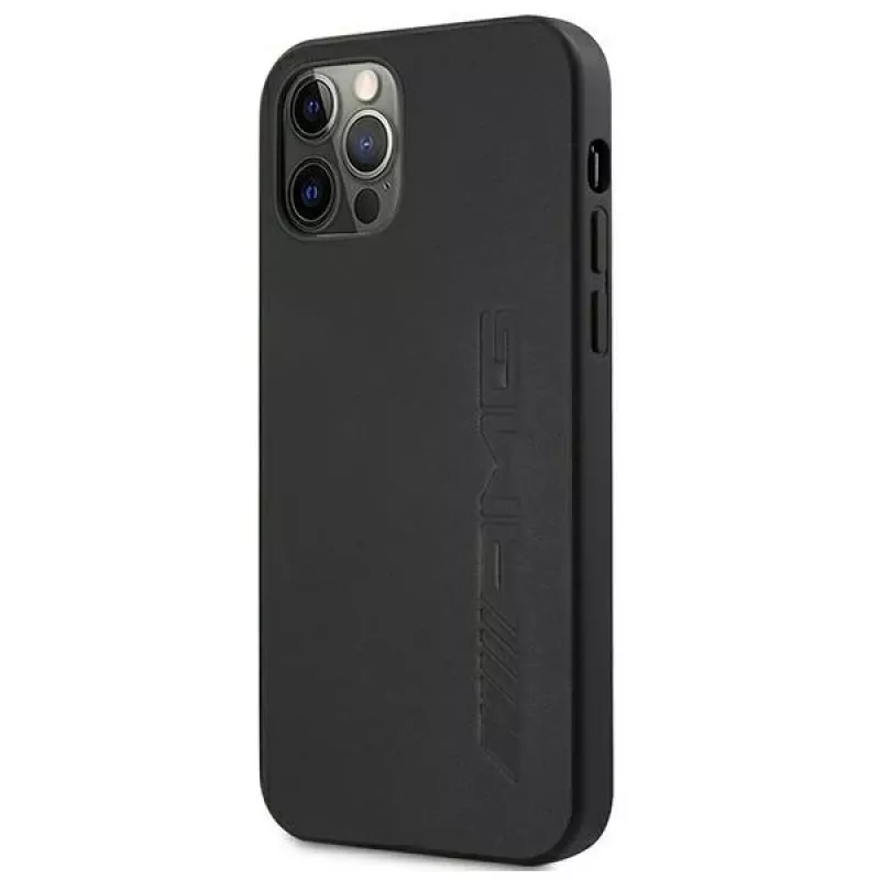 AMG Hardcase Leather Hot Stamped Case voor Apple iPhone 12 Pro Max 6,7 inch zwart