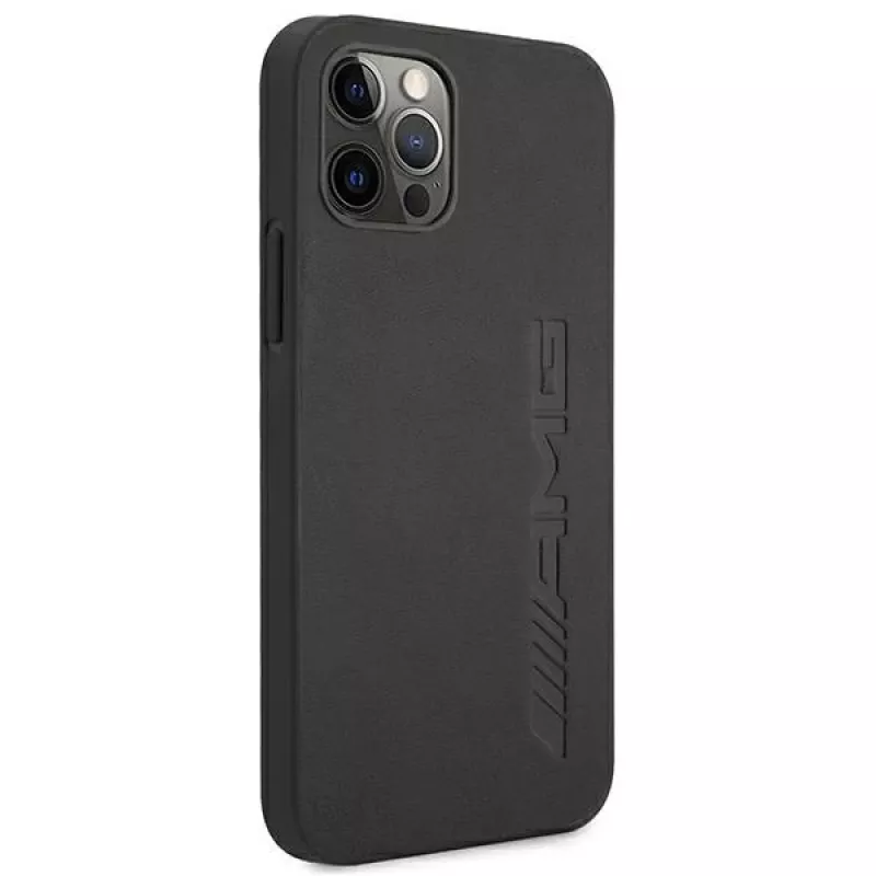 AMG Hardcase Leather Hot Stamped Case voor Apple iPhone 12 Pro Max 6,7 inch zwart