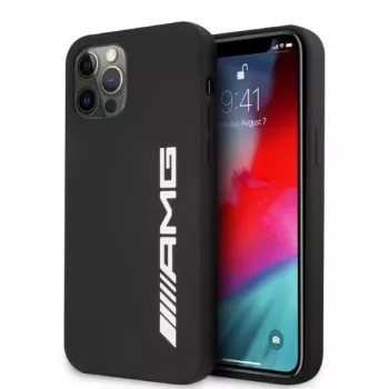 AMG AMHCP12LSGLBGN iPhone 12 Pro Max 6,7 inch zwarte siliconen hoes met groot logo