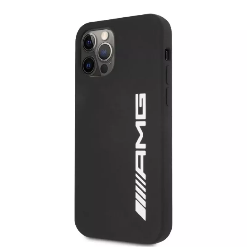 AMG AMHCP12LSGLBGN iPhone 12 Pro Max 6,7 inch zwarte siliconen hoes met groot logo