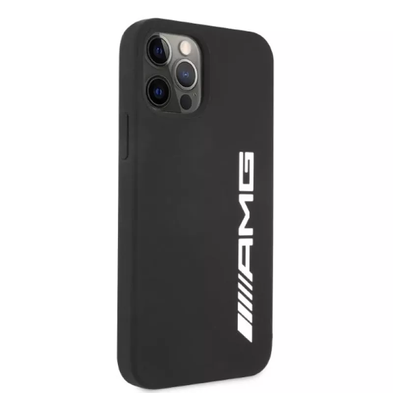 AMG AMHCP12LSGLBGN iPhone 12 Pro Max 6,7 inch zwarte siliconen hoes met groot logo