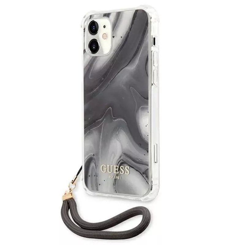 Guess GUHCP12SKSMAGR iPhone 12 Mini 5,4 inch grijze hardcase Marble Collection