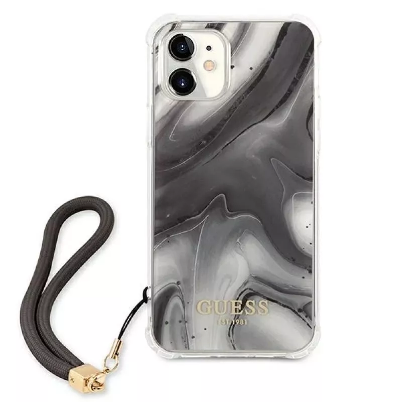 Guess GUHCP12SKSMAGR iPhone 12 Mini 5,4 inch grijze hardcase Marble Collection
