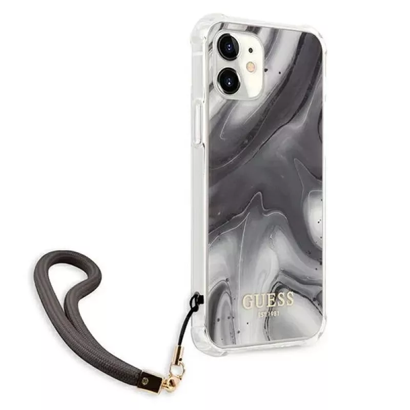 Guess GUHCP12SKSMAGR iPhone 12 Mini 5,4 inch grijze hardcase Marble Collection