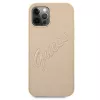 Guess Saffiano Vintage Script Hard Case voor Apple iPhone 12 Pro Max 6,7 inch - goud