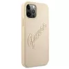 Guess Saffiano Vintage Script Hard Case voor Apple iPhone 12 Pro Max 6,7 inch - goud