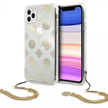 Guess GUHCN58KSPEGO hardcase voor Apple iPhone 11 Pro 5,8 inch goud Peony Chain Collection