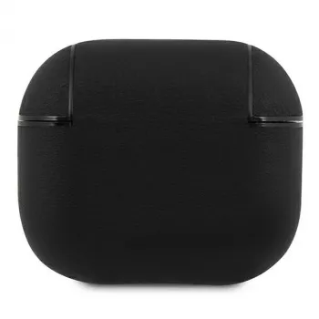 BMW BMA3SSLBK AirPods 3 hoesje zwart van echt leer zilverkleurig logo