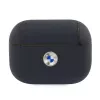 BMW AirPods Pro hoesje marineblauw van echt leer zilverkleurig logo