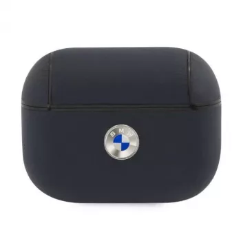 BMW AirPods Pro hoes navy echt leer zilver logo