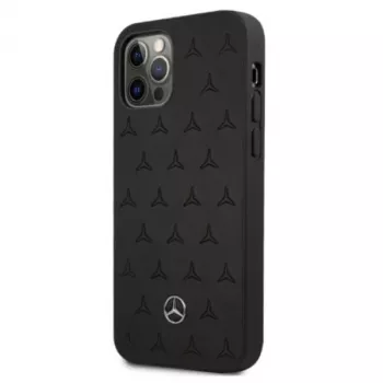 Mercedes-Benz iPhone 12 Pro Max 6,7 inch hardcase leer Stars Pattern zwart