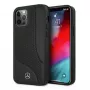 Mercedes-Benz iPhone 12 Pro Max 6,7 inch zwarte hardcase leer met perforatie