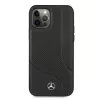 Mercedes-Benz iPhone 12 Pro Max 6,7 inch zwarte hardcase leer met perforatie