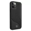 Mercedes-Benz iPhone 12 Pro Max 6,7 inch zwarte hardcase leer met perforatie