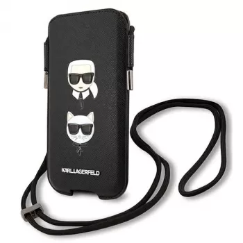 Karl Lagerfeld Ikonik Karl & Choupette Head hardcase voor iPhone 12 / 12 Pro 6,1 inch - zwart
