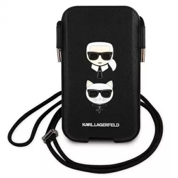 Karl Lagerfeld Ikonik Karl & Choupette Head hardcase voor iPhone 12 / 12 Pro 6,1 inch - zwart