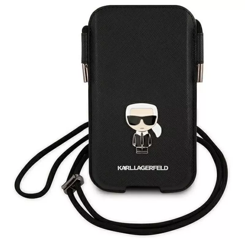 Karl Lagerfeld Saffiano Ikonik Karl hardcase voor iPhone 12/12 Pro 6,1 inch - zwart
