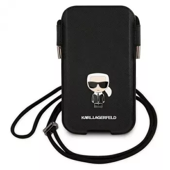 Karl Lagerfeld Saffiano Ikonik Hard Case voor Apple iPhone 12 Pro Max, zwart