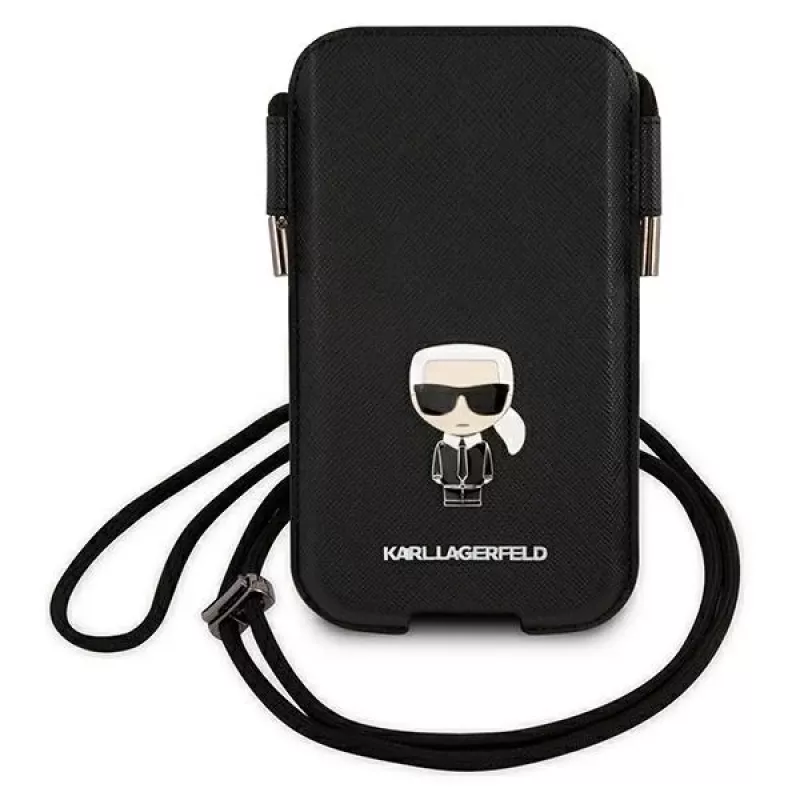 Karl Lagerfeld Saffiano Ikonik Hard Case voor Apple iPhone 12 Pro Max, zwart