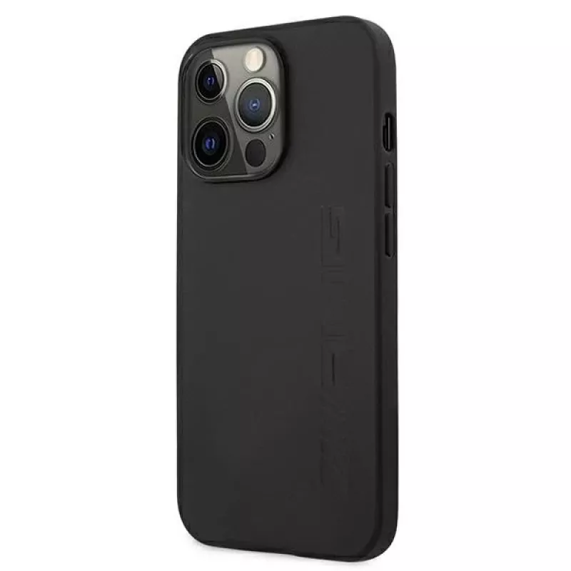 AMG AMHCP13LDOLBK iPhone 13 Pro hardcase echt leer hot stamped zwart