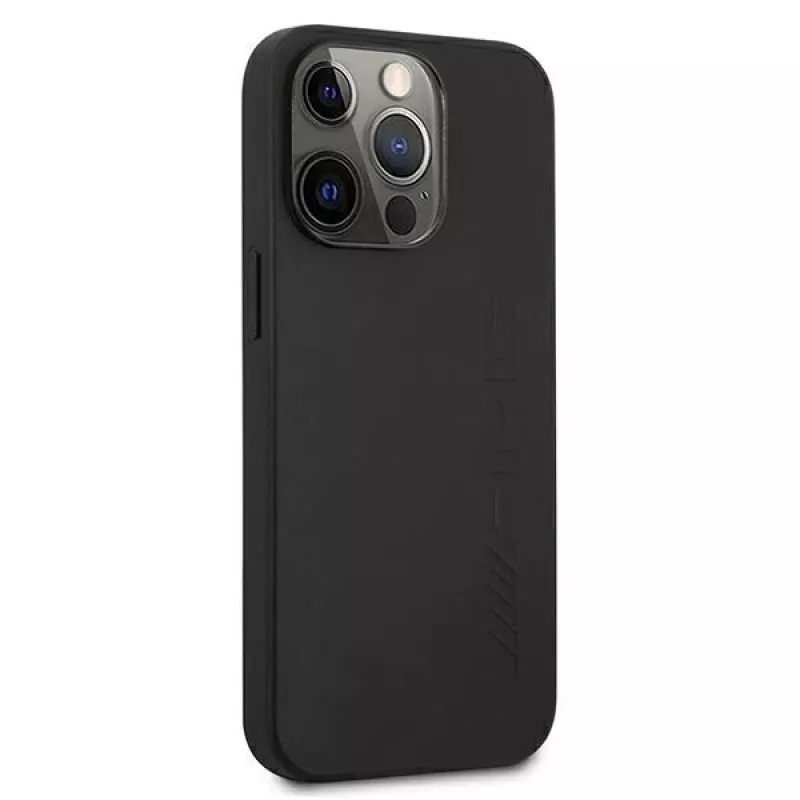 AMG AMHCP13LDOLBK iPhone 13 Pro hardcase echt leer hot stamped zwart