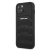 AMG AMHCP13SGSEBK iPhone 13 Mini 5,4 inch hardcase leer zwart met geprinte lijnen