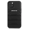 AMG AMHCP13SGSEBK iPhone 13 Mini 5,4 inch hardcase leer zwart met geprinte lijnen