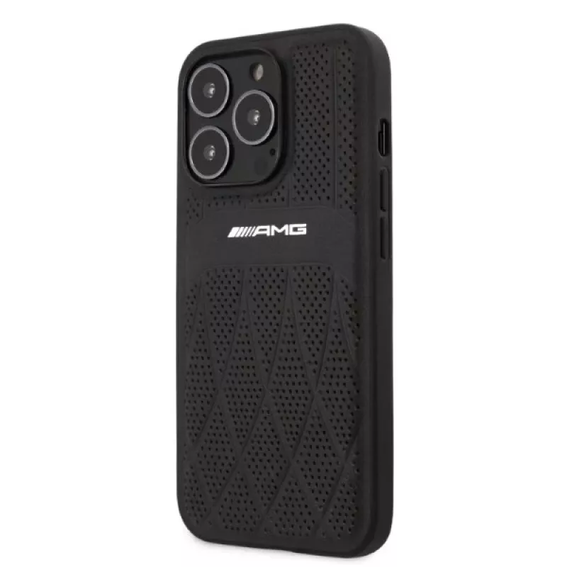 AMG AMHCP13LOSDBK iPhone 13 Pro hardcase leer Curved Lines zwart